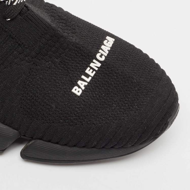 Pre Owned Balenciaga Black Knit Fabric Speed Trainer Sneakers Size 43