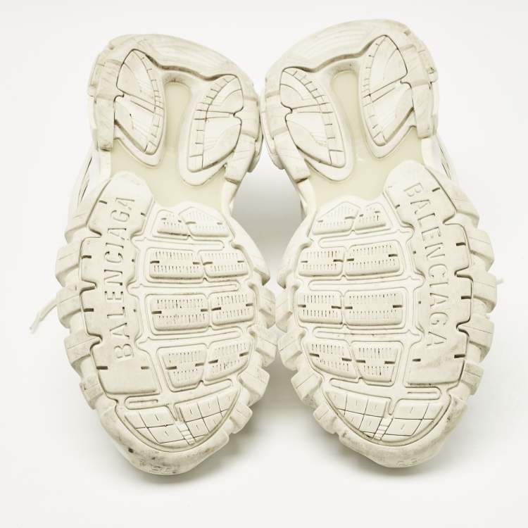 Pre Owned Balenciaga White Faux Leather and Mesh Track Sneakers Size 44