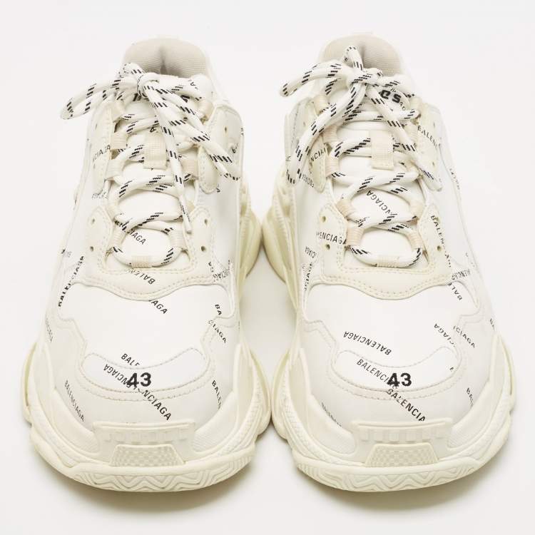 Pre Owned Balenciaga White Leather Triple S Sneakers Size 43