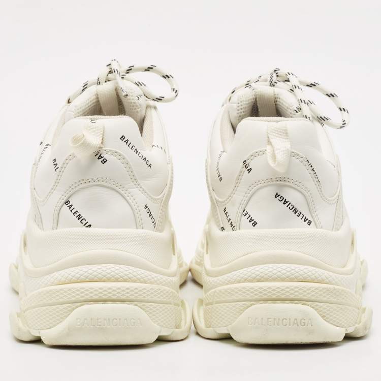 Pre Owned Balenciaga White Leather Triple S Sneakers Size 43