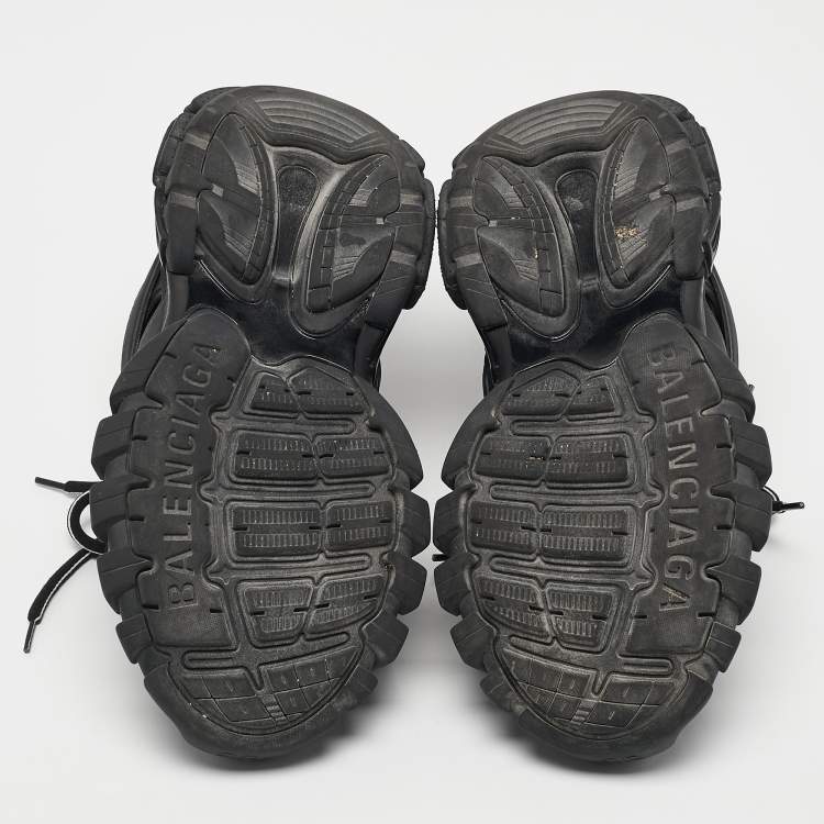 Pre Owned Balenciaga Black Faux Leather and Mesh Track Sneakers Size 36