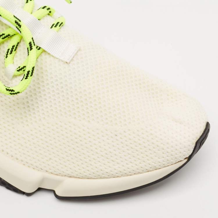 Pre Owned Balenciaga Off white Knit Fabric Speed Trainer Sneakers Size 43