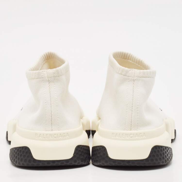 Pre Owned Balenciaga Off white Knit Fabric Speed Trainer Sneakers Size 42