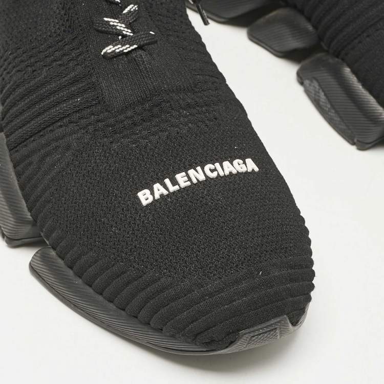 Pre Owned Balenciaga Black Knit Fabric speed 2.0 High Top Sneakers Size 45