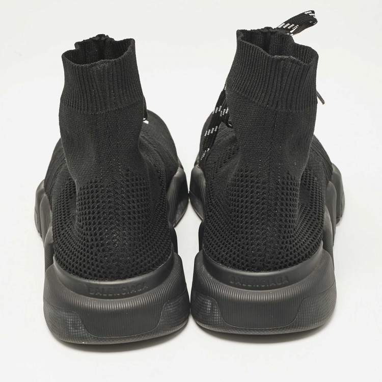 Pre Owned Balenciaga Black Knit Fabric speed 2.0 High Top Sneakers Size 45