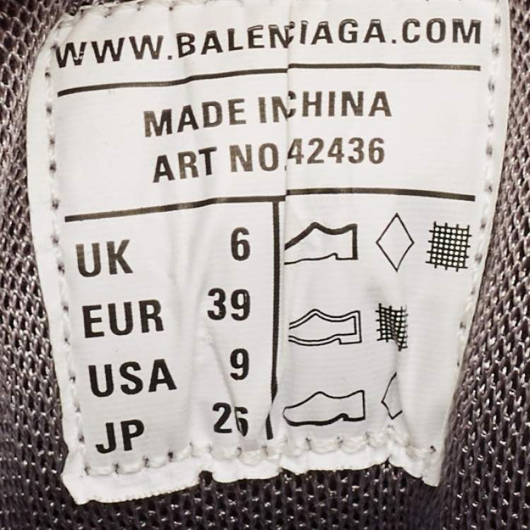 Pre Owned Balenciaga Grey Faux Leather and Mesh Track Lace Up Sneakers Size 39