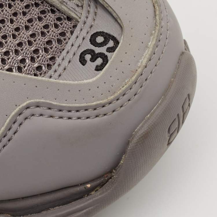 Pre Owned Balenciaga Grey Faux Leather and Mesh Track Lace Up Sneakers Size 39