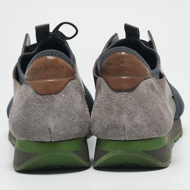 Pre Owned Balenciaga Multicolor Leather and Mesh Race Runner Sneakers Size 43