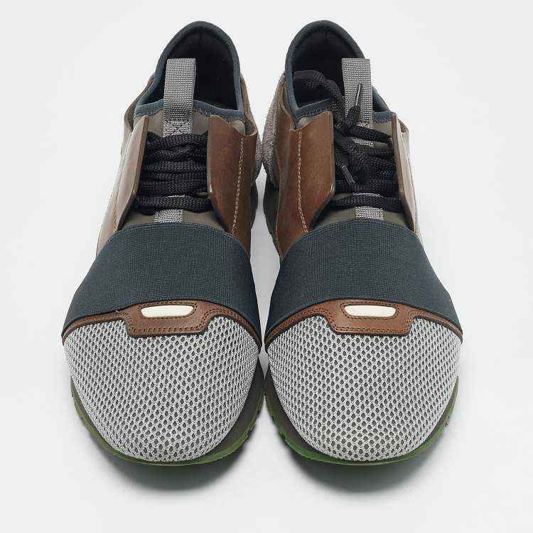 Pre Owned Balenciaga Multicolor Leather and Mesh Race Runner Sneakers Size 43