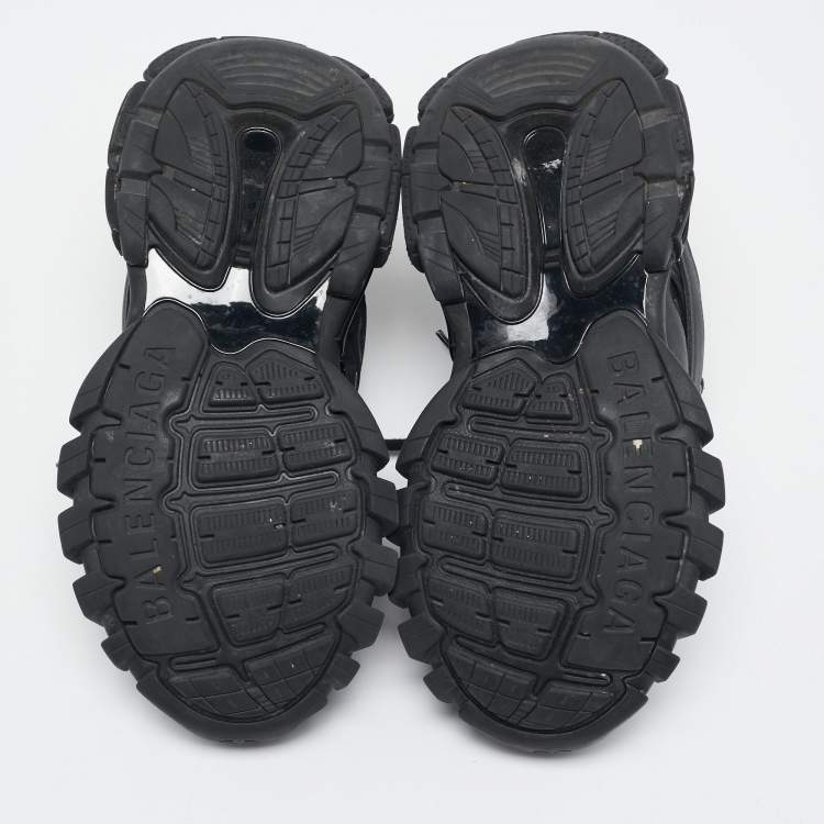 Pre Owned Balenciaga Black Faux Leather and Mesh Track Sneakers Size 36