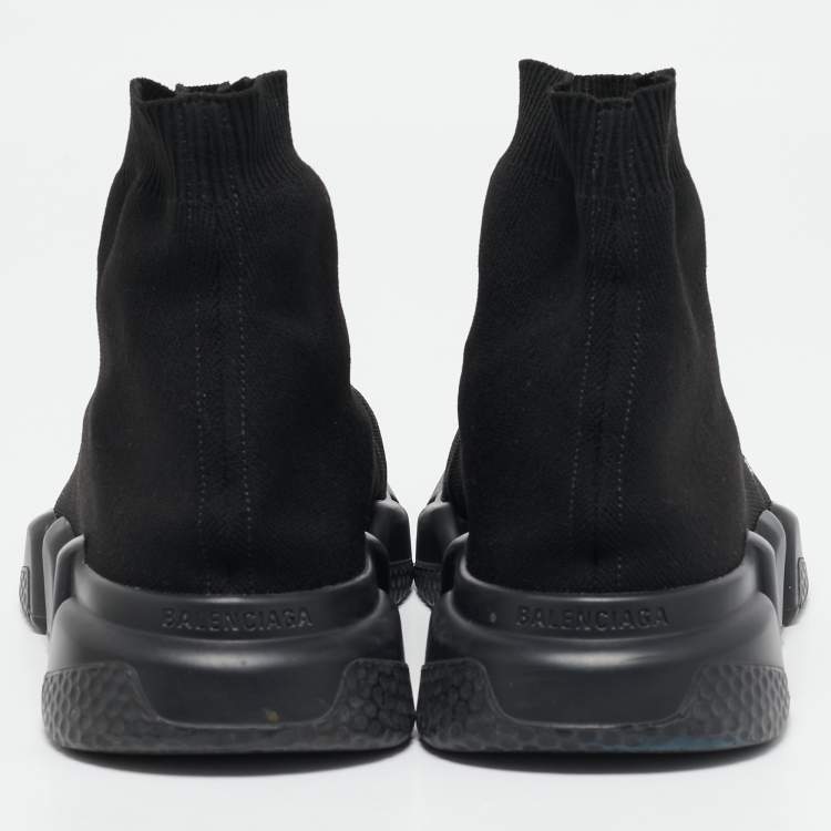 Pre Owned Balenciaga Black Knit Fabric Speed 2.0 High Top Sneakers Size 43