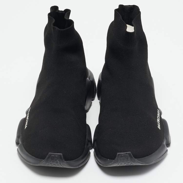 Pre Owned Balenciaga Black Knit Fabric Speed 2.0 High Top Sneakers Size 43
