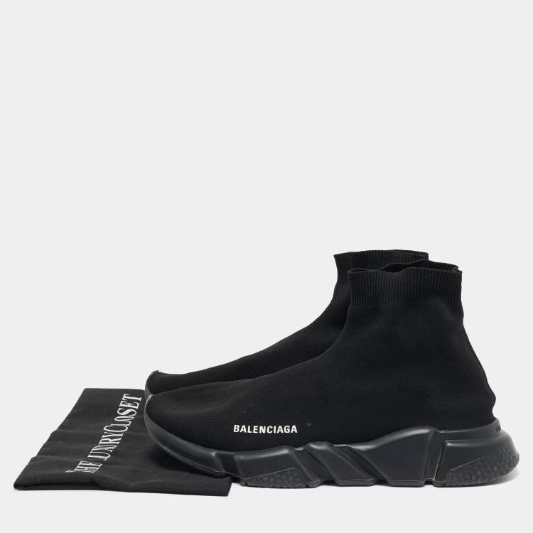 Pre Owned Balenciaga Black Knit Fabric Speed 2.0 High Top Sneakers Size 43