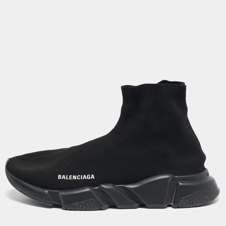 Pre Owned Balenciaga Black Knit Fabric Speed 2.0 High Top Sneakers Size 43