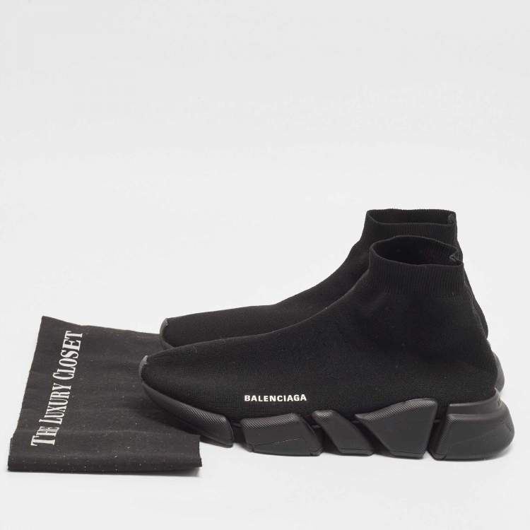 Pre Owned Balenciaga Black Knit Fabric Speed Trainer Sneakers Size 43