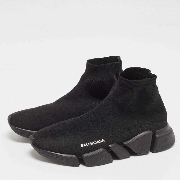 Pre Owned Balenciaga Black Knit Fabric Speed Trainer Sneakers Size 43