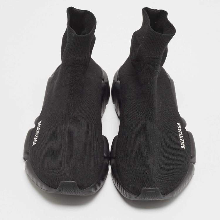 Pre Owned Balenciaga Black Knit Fabric Speed Trainer Sneakers Size 43
