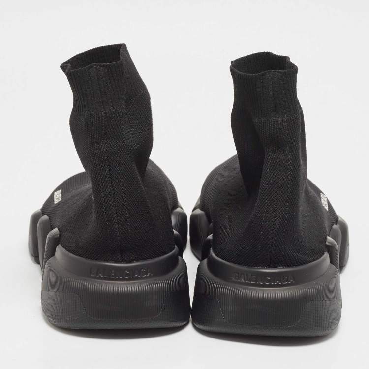 Pre Owned Balenciaga Black Knit Fabric Speed Trainer Sneakers Size 43