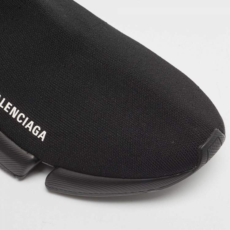 Pre Owned Balenciaga Black Knit Fabric Speed Trainer Sneakers Size 43