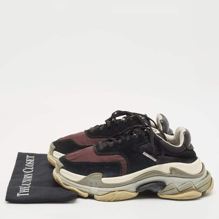 Pre Owned Balenciaga Multicolor Faux Leather and Nylon Triple S Lace Up Sneakers Size 41