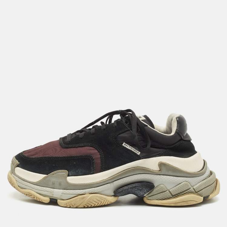 Pre Owned Balenciaga Multicolor Faux Leather and Nylon Triple S Lace Up Sneakers Size 41