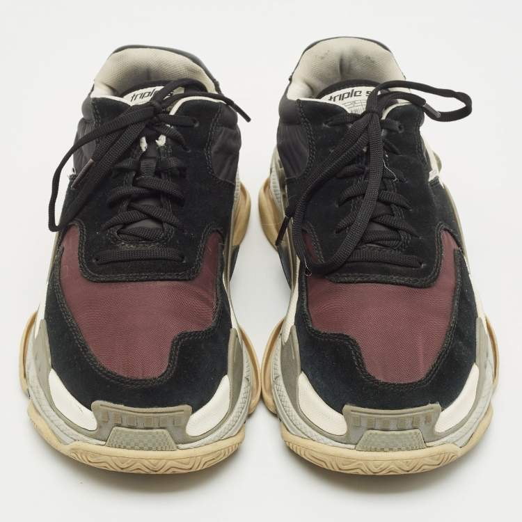 Pre Owned Balenciaga Multicolor Faux Leather and Nylon Triple S Lace Up Sneakers Size 41