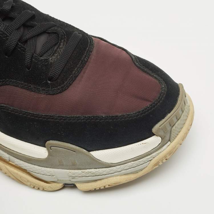 Pre Owned Balenciaga Multicolor Faux Leather and Nylon Triple S Lace Up Sneakers Size 41