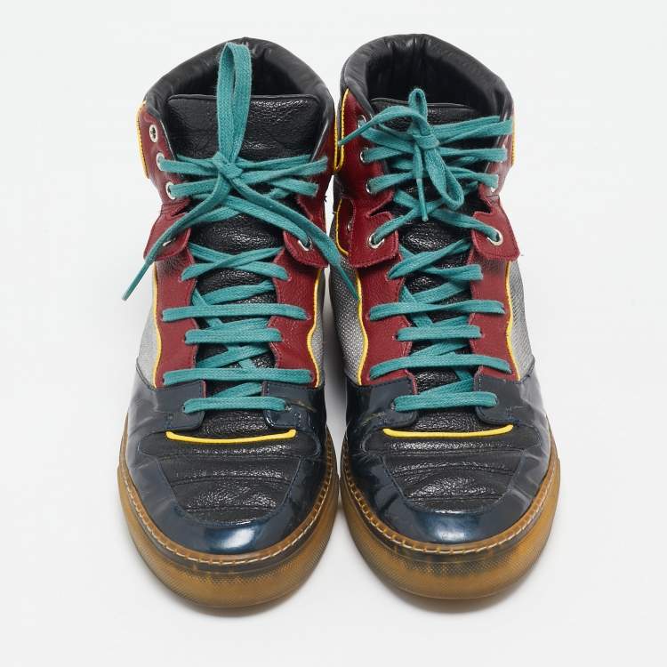 Pre Owned Balenciaga Multicolor Patent and Leather High Top Sneakers Size 41