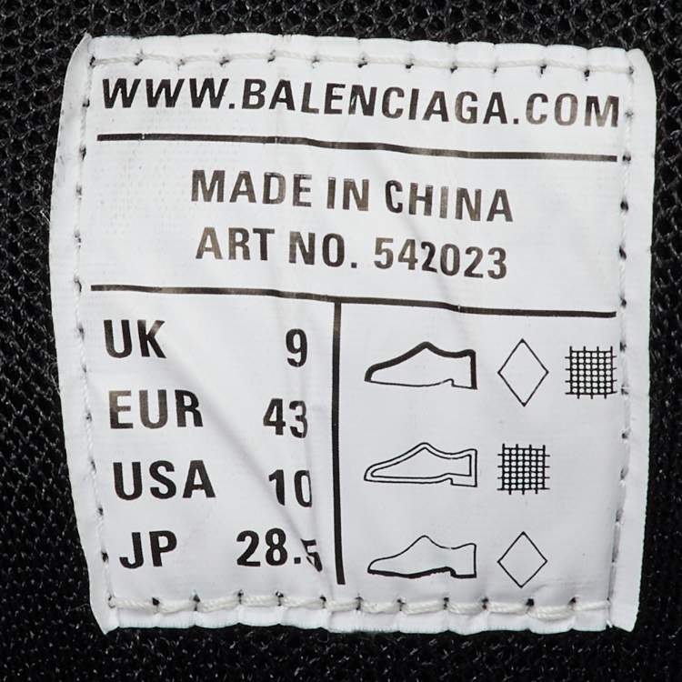 Pre Owned Balenciaga Grey/White Faux Leather and Mesh Track Sneakers Size 43