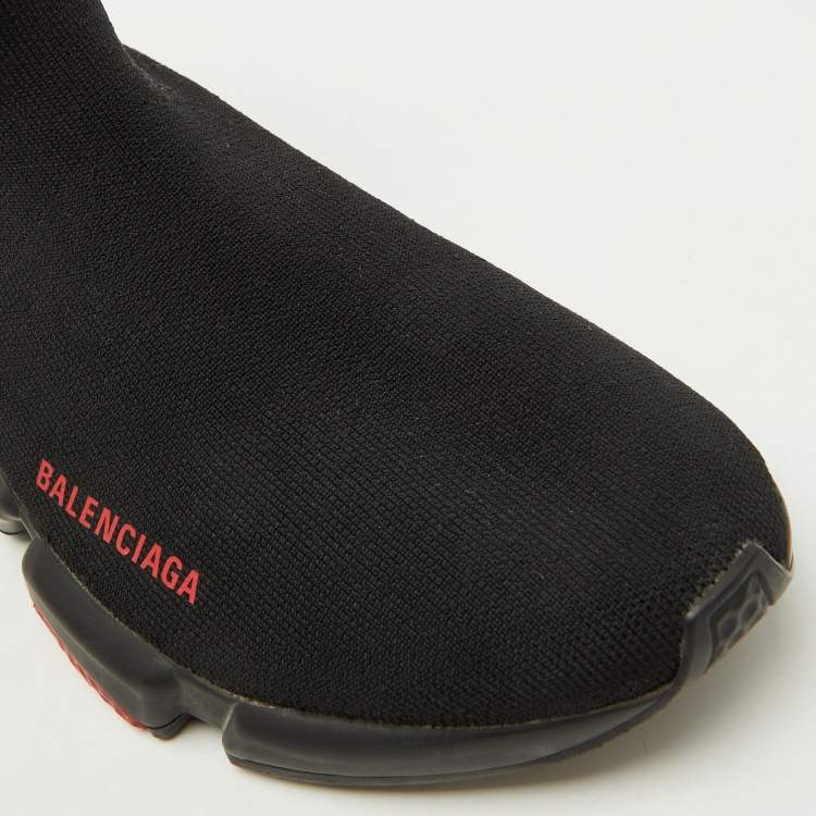 Pre Owned Balenciaga Black Knit Speed 2.0 Clear Sole Trainer Sneakers Size 42