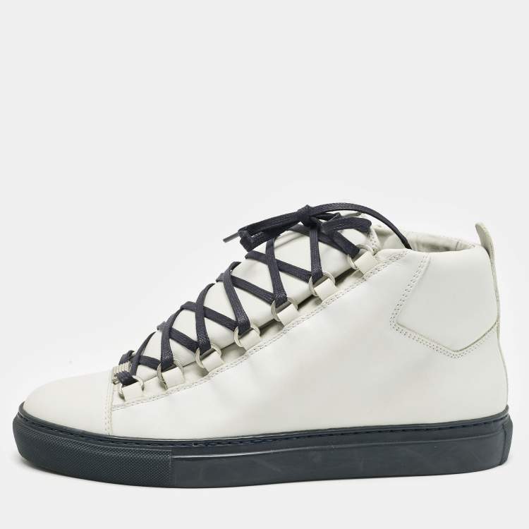 Pre Owned Balenciaga Grey Leather Arena High Top Sneakers Size 40