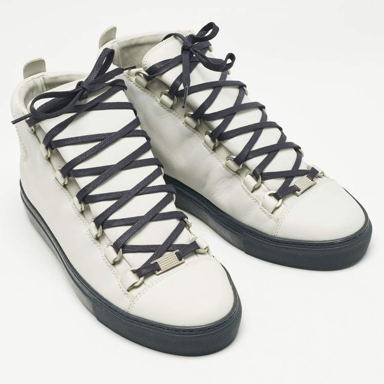 Pre Owned Balenciaga Grey Leather Arena High Top Sneakers Size 40