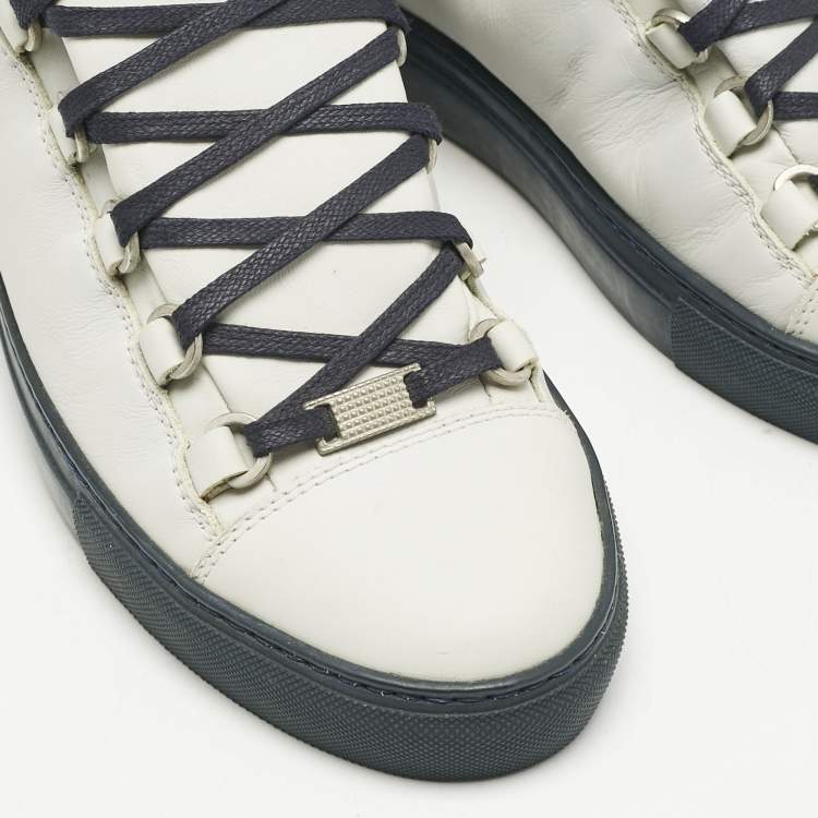 Pre Owned Balenciaga Grey Leather Arena High Top Sneakers Size 40
