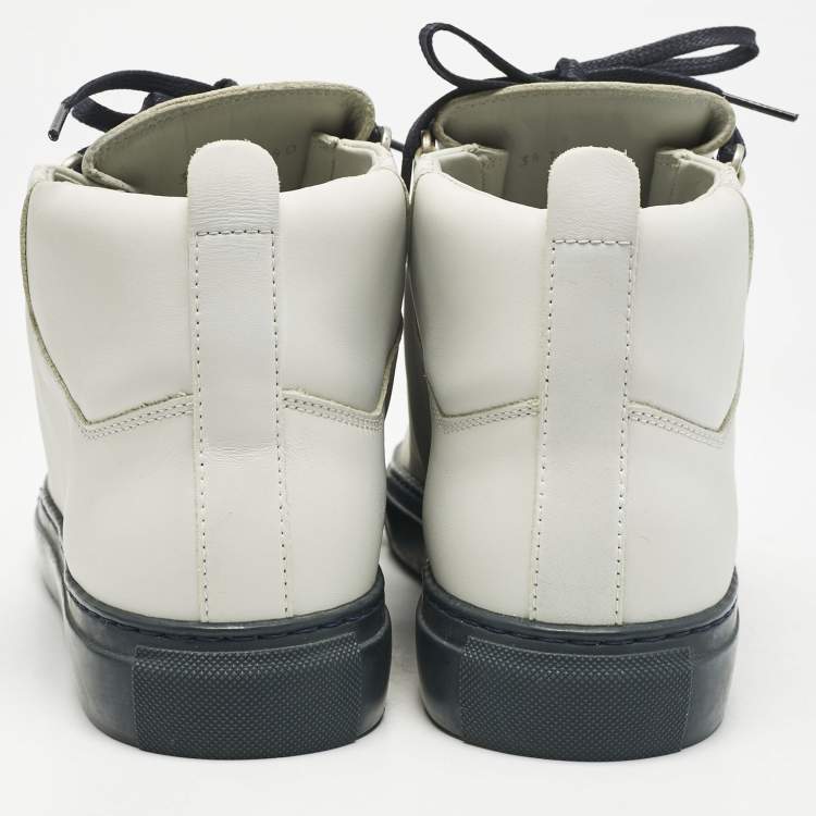 Pre Owned Balenciaga Grey Leather Arena High Top Sneakers Size 40