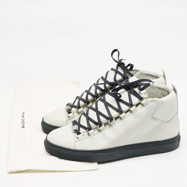Pre Owned Balenciaga Grey Leather Arena High Top Sneakers Size 40