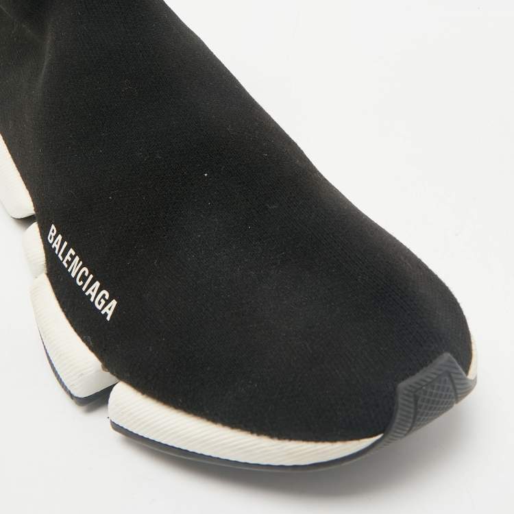 Pre Owned Balenciaga Black Knit Fabric Speed Trainer Slip On Sneakers Size 41