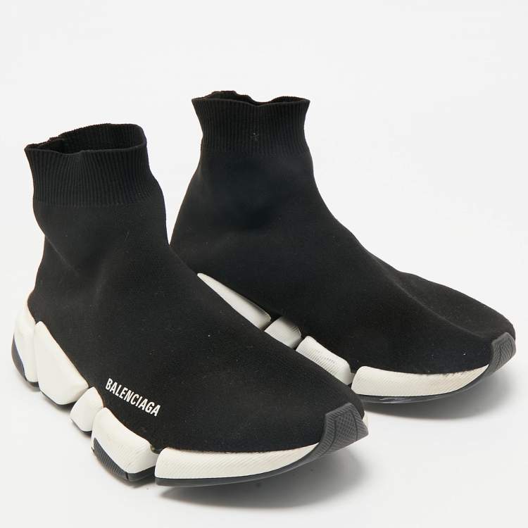 Pre Owned Balenciaga Black Knit Fabric Speed Trainer Slip On Sneakers Size 41