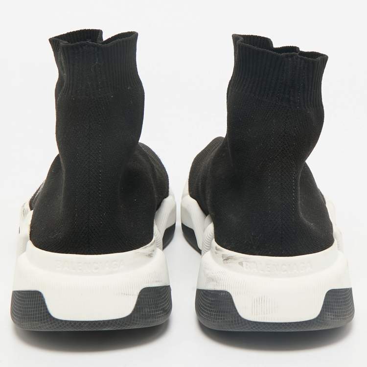 Pre Owned Balenciaga Black Knit Fabric Speed Trainer Slip On Sneakers Size 41