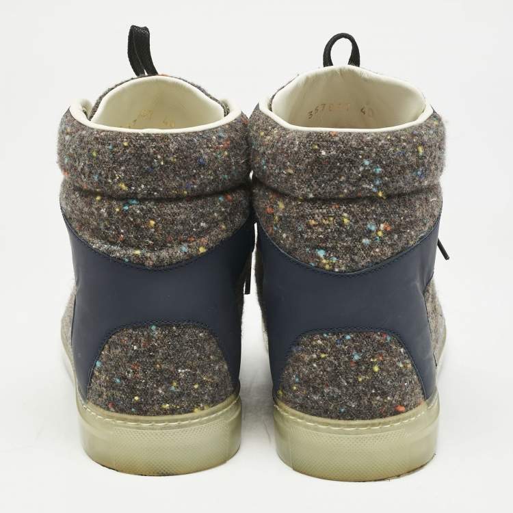 Pre Owned Balenciaga Multicolor Leather and Wool High Top Sneakers Size 40