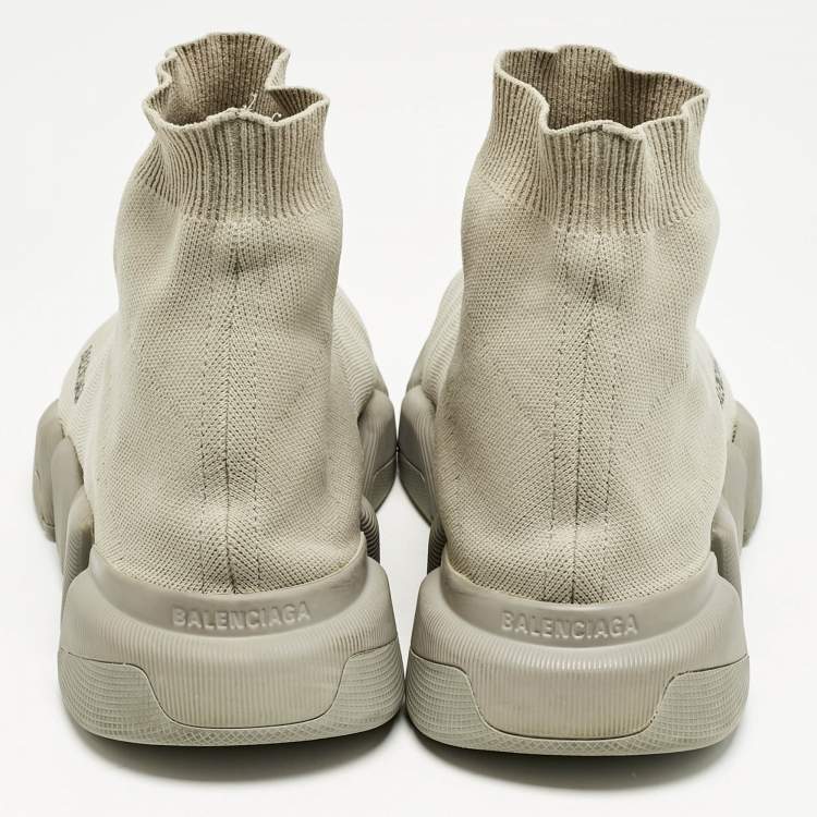Pre Owned Balenciaga Grey Knit Fabric speed 2.0 High Top Sneakers Size 45