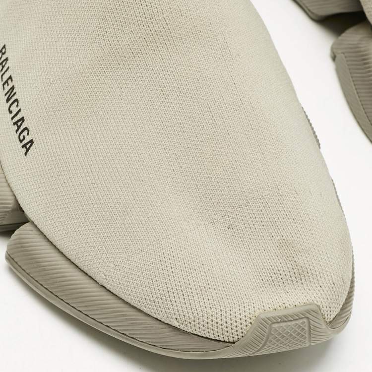 Pre Owned Balenciaga Grey Knit Fabric speed 2.0 High Top Sneakers Size 45
