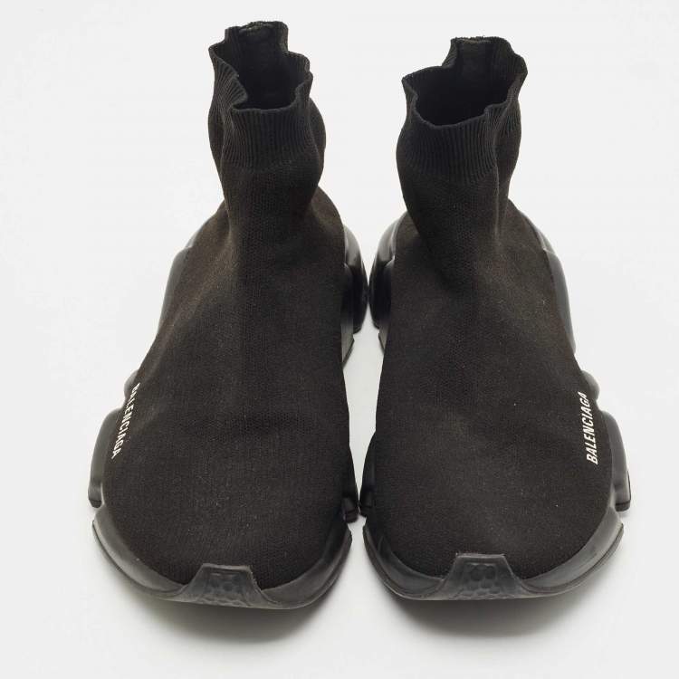 Pre Owned Balenciaga Black Knit Fabric Speed Trainer Sneakers Size 45