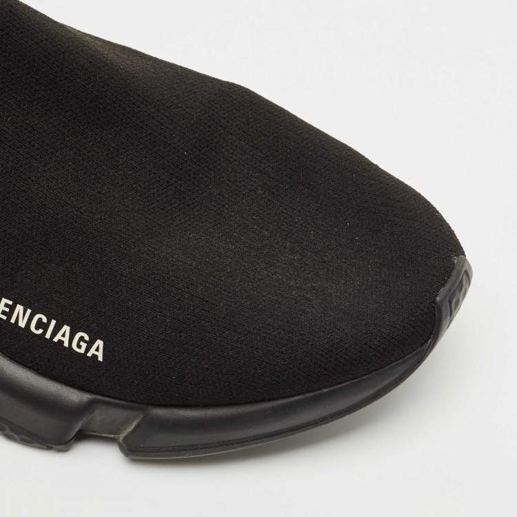 Pre Owned Balenciaga Black Knit Fabric Speed Trainer Sneakers Size 45