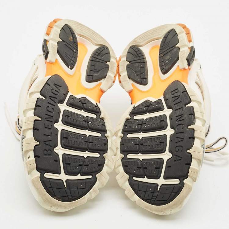 مملوكة مسبقًا Balenciaga White/Orange Mesh and Faux Leather Track Low Top Sneakers Size 40