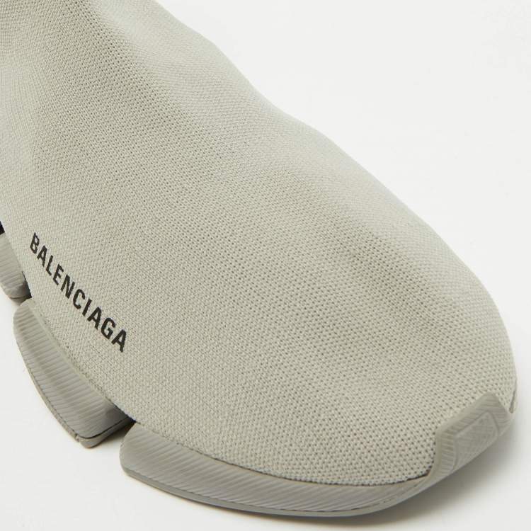 Pre Owned Balenciaga Grey Knit Fabric Speed Trainer Slip On Sneakers Size 41