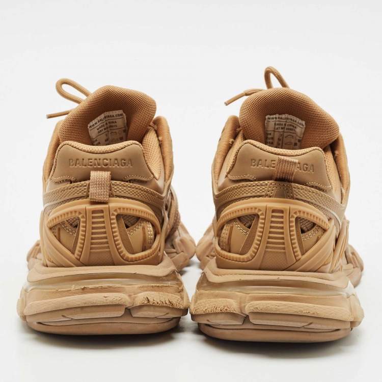 Pre Owned Balenciaga Brown Faux Leather and Mesh Track 2 Sneakers Size 40