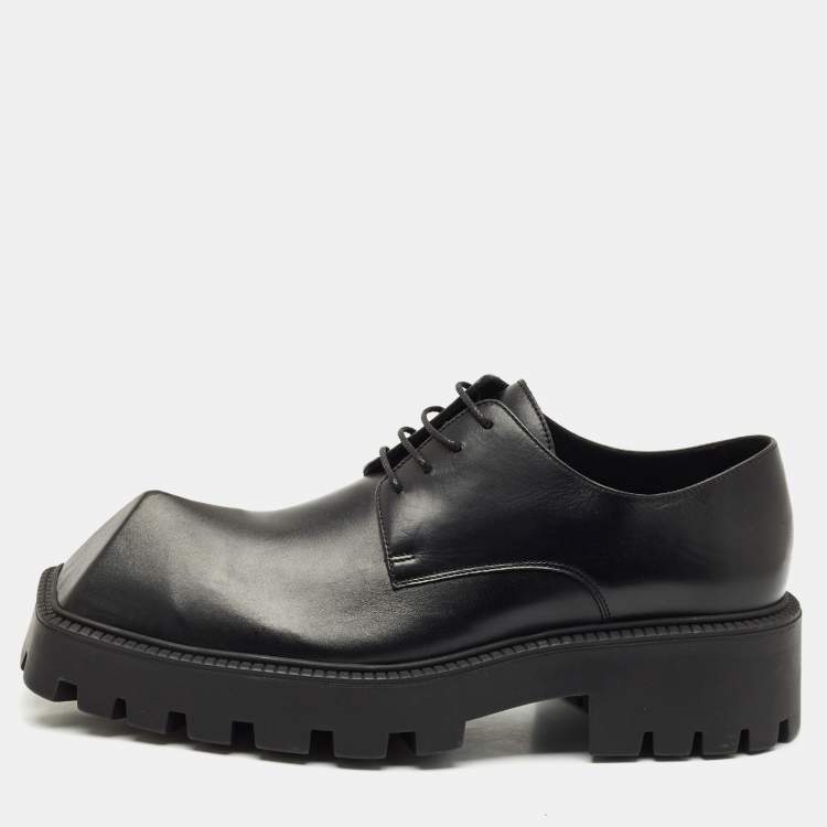 Pre Owned Balenciaga Black Leather Rhino Derby Size 42
