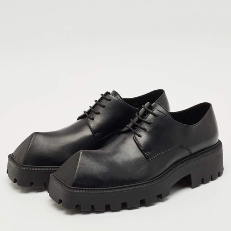 Pre Owned Balenciaga Black Leather Rhino Derby Size 42