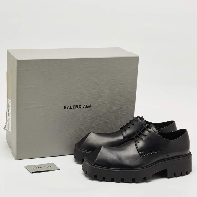 Pre Owned Balenciaga Black Leather Rhino Derby Size 42