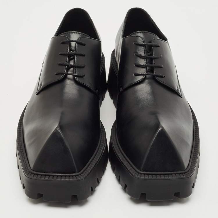 Pre Owned Balenciaga Black Leather Rhino Derby Size 42